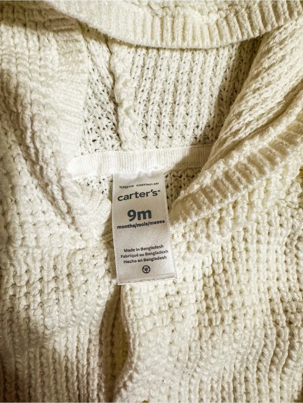 White Knit Hooded Baby Cardigan